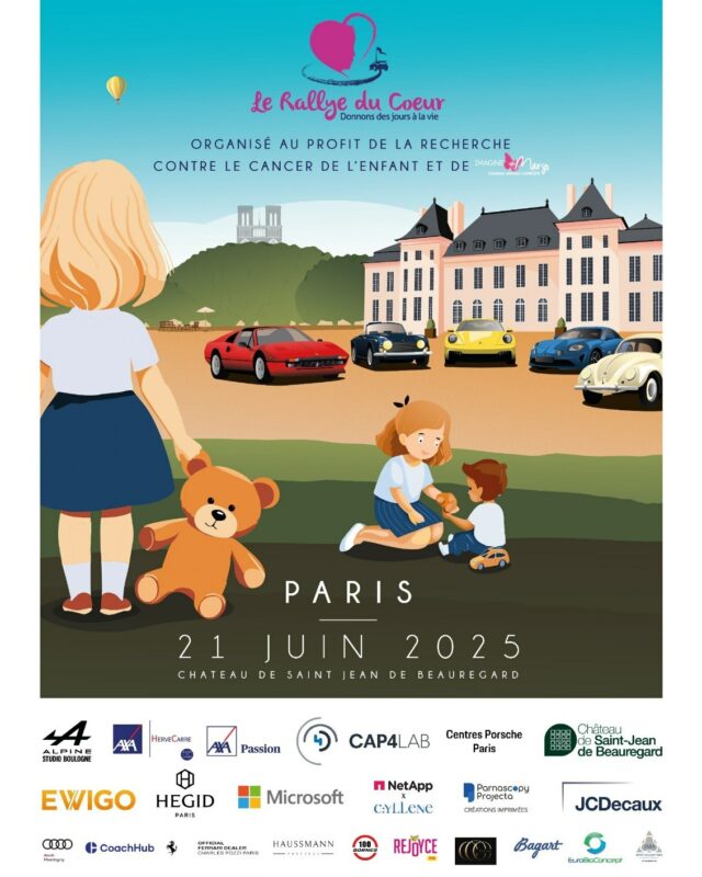 🩷 LE RALLYE DU CŒUR A SAINT-JEAN 🩷

Demain de 10h30 à 18h nous vous attendons nombreux pour soutenir une belle cause. La 9e édition @lerallyeducoeur aura lieu à Saint-Jean de Beauregard. 

L'entrée est GRATUITE !

Tous les ans, le Rallye du Cœur permet la rencontre entre l’élégance de belles voitures, la générosité de leurs conducteurs, le soutien de près de 150 partenaires et sponsors, et le sourire d’enfants touchés par la maladie. 

L’objectif de cette opération est double : 

1. Offrir à des enfants malades une parenthèse heureuse dans un quotidien difficile. 
2. Récolter des fonds pour la recherche contre le cancer de l'enfant et le bien être des enfants malades.

Voici les infos à ne pas rater.
Si vous souhaitez voir les voitures passer, postez-vous le long de l’itinéraire (en dernière photo de cette publication 😉)

D’ici-là… il est encore de temps de soutenir les équipages engagés et de faire un maximum de dons pour soutenir la recherche avec @imagineformargo_officiel ! Rdv ici : https://lerallyeducoeur.com/ 💪🏻
Nous avons hâte de vous retrouver ! 🤗

#Rallyeducoeur #Event #Paris #ChâteaudeSaintJeandeBeauregard